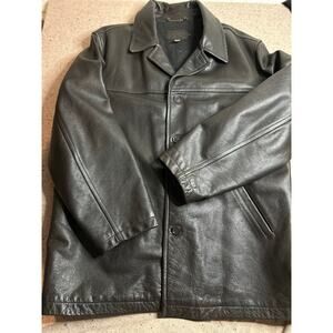 J.Crew Men’s Leather Coat XL Dark Brown Wool Lined Heavy Winter Jacket Y2K